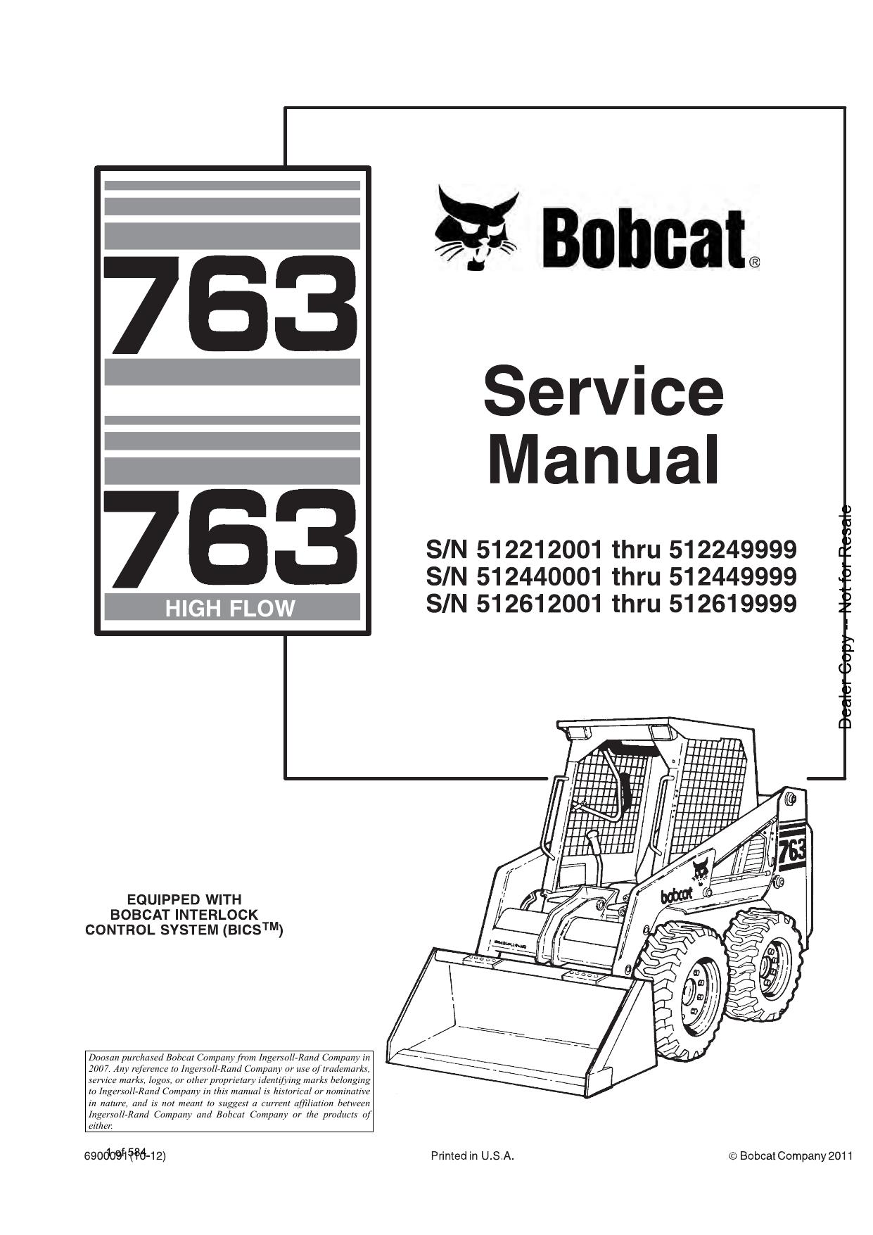 763 Loader Service Manual Bobcat